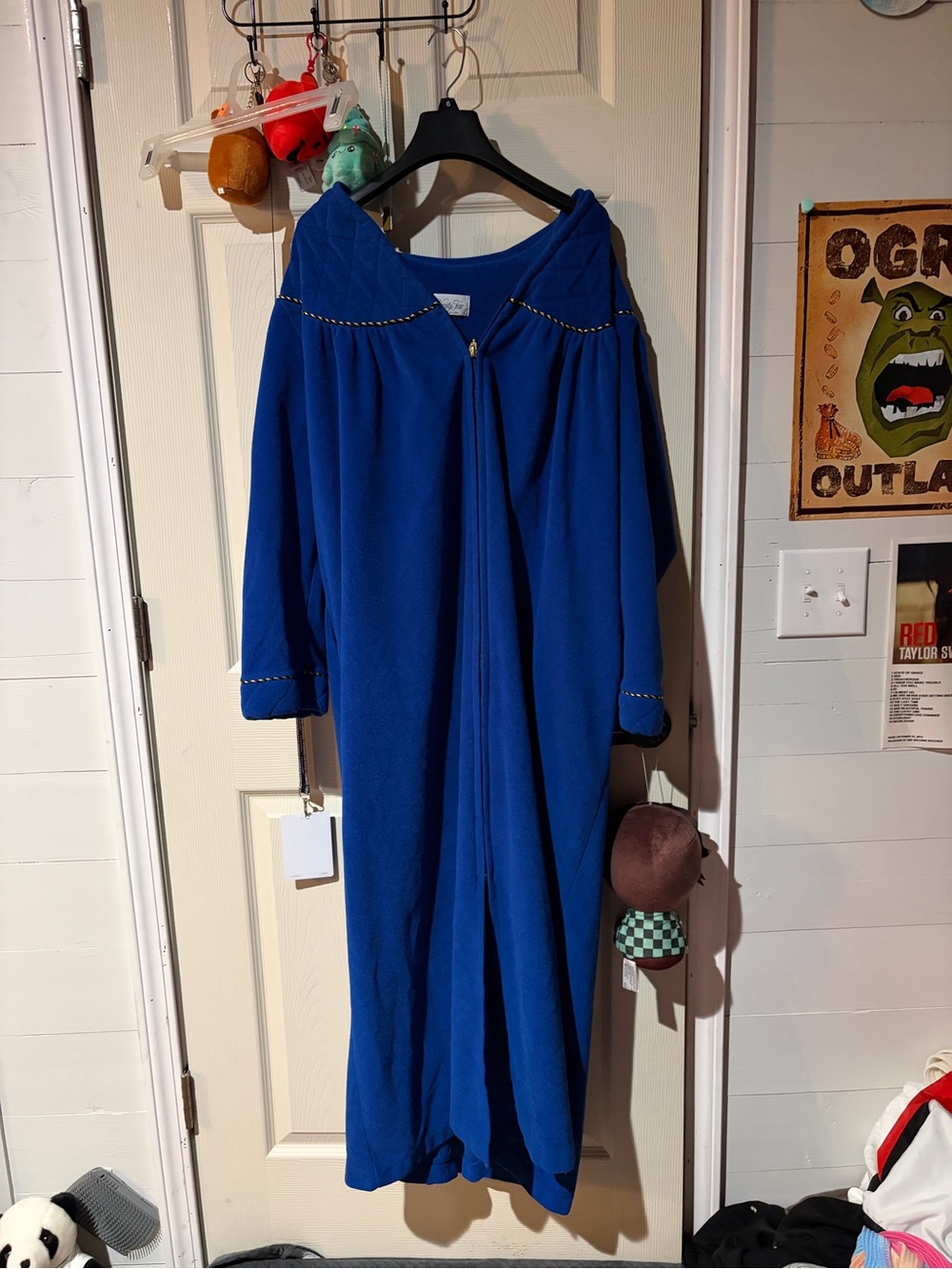 Blue Long Sleeve Women’s robe with Quilted Yoke